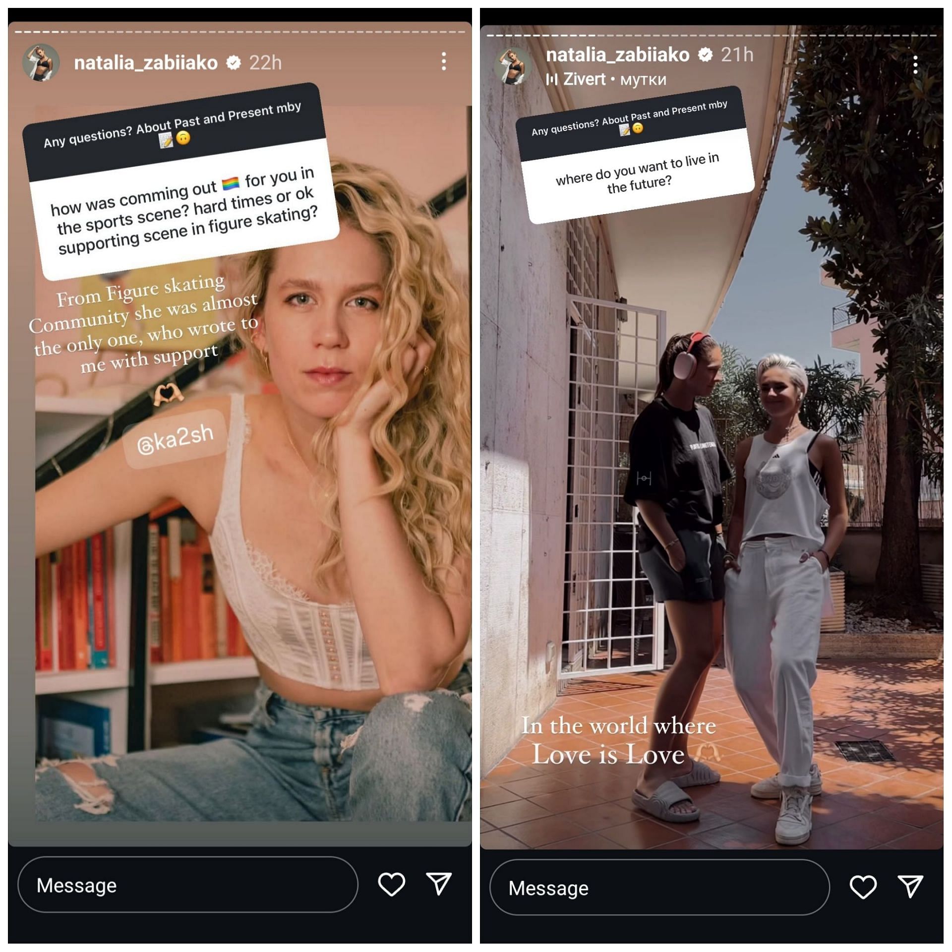 Screen grab of Natalia Zabiiako&#039;s Instagram stories [Image Source: Instagram]