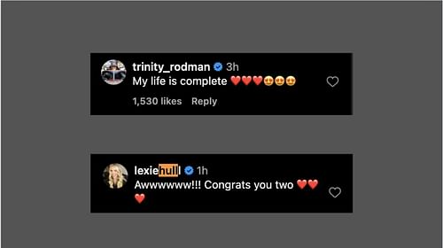 Rodman and Lexie Hull shared kind words with the happy couple, congratulating them on their first child.