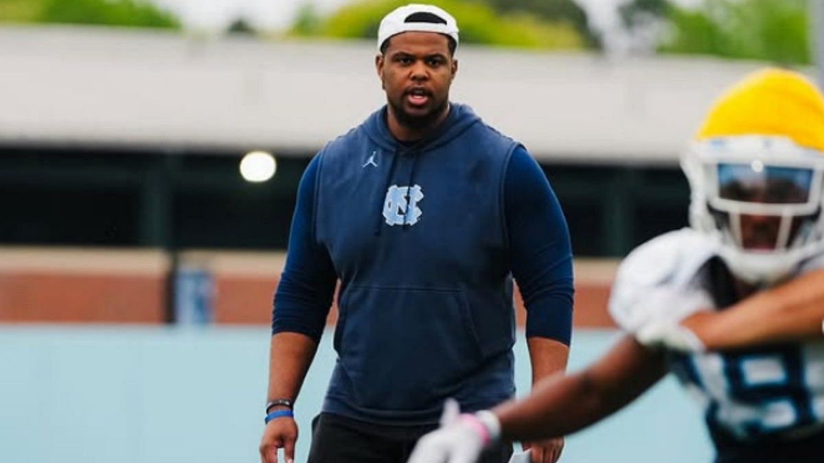 Cam Spence training with North Carolina Tar Heels (Image Credit: @_coachbearsspence/Cam Spence Instagram))