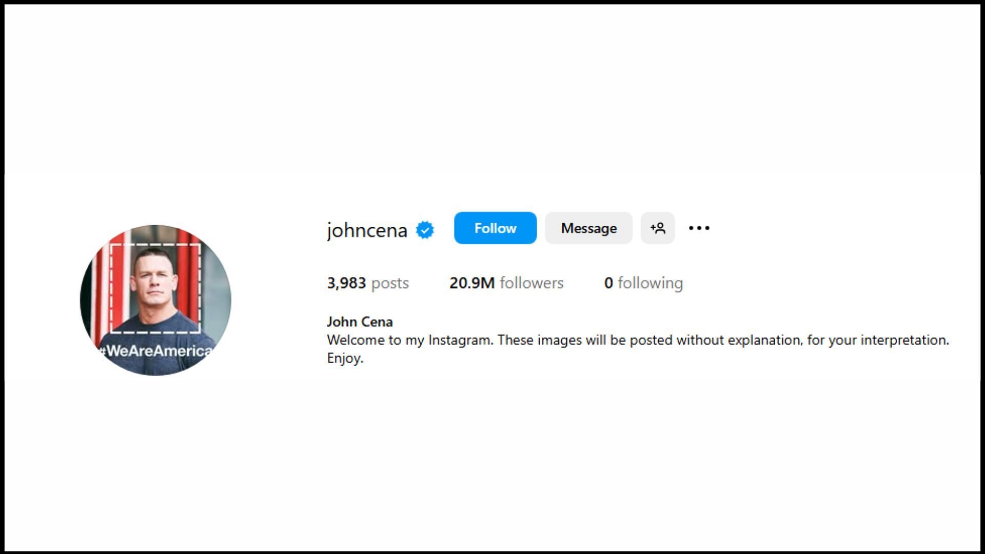 John Cena&#039;s Instagram bio (Image via Instagram/@johncena)