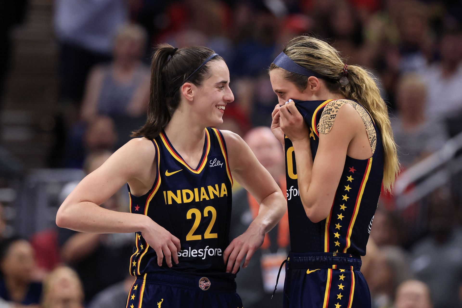 Lexie Hull and Caitlin Clark in action for the Indiana Fever - Source: Getty