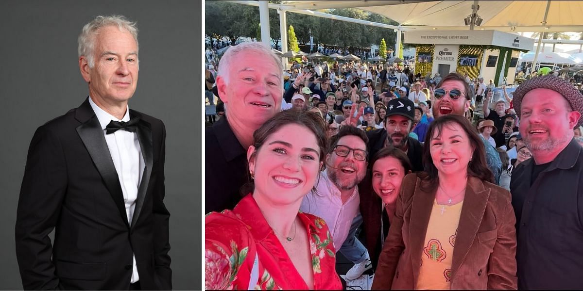 John McEnroe along with his daughter and family after their concert at the Indian Wells Tennis Gardens. Source: Getty and Instagram @emily_mcenroe