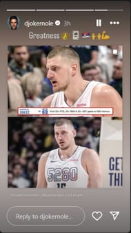 Novak Djokovic's Instagram Story (Image: Instagram @djokernole)