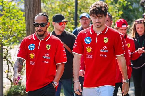 Lewis Hamilton [L] with Charles Leclerc [R] at F1 Grand Prix Of China - Source: Getty