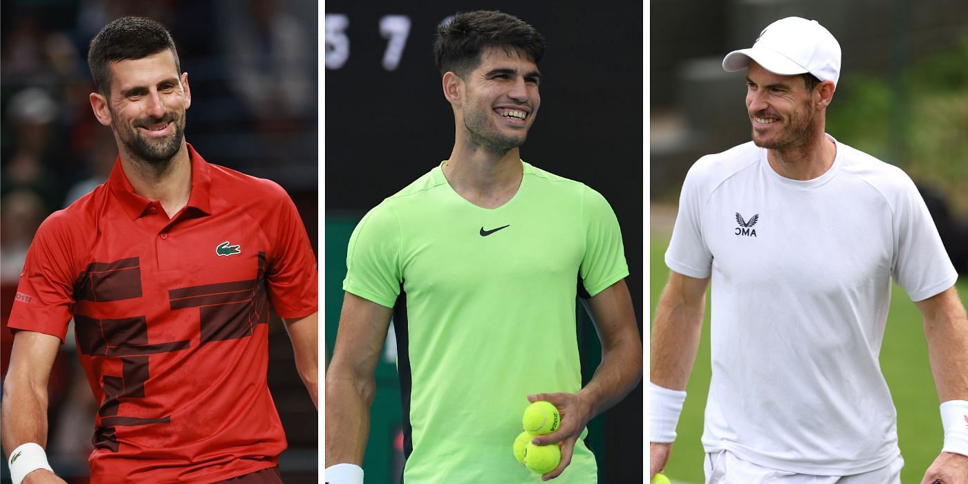 Carlos Alcaraz, Novak Djokovic and Andy Murray reunite at the 2025 Miami Open - Image Source: Getty Images