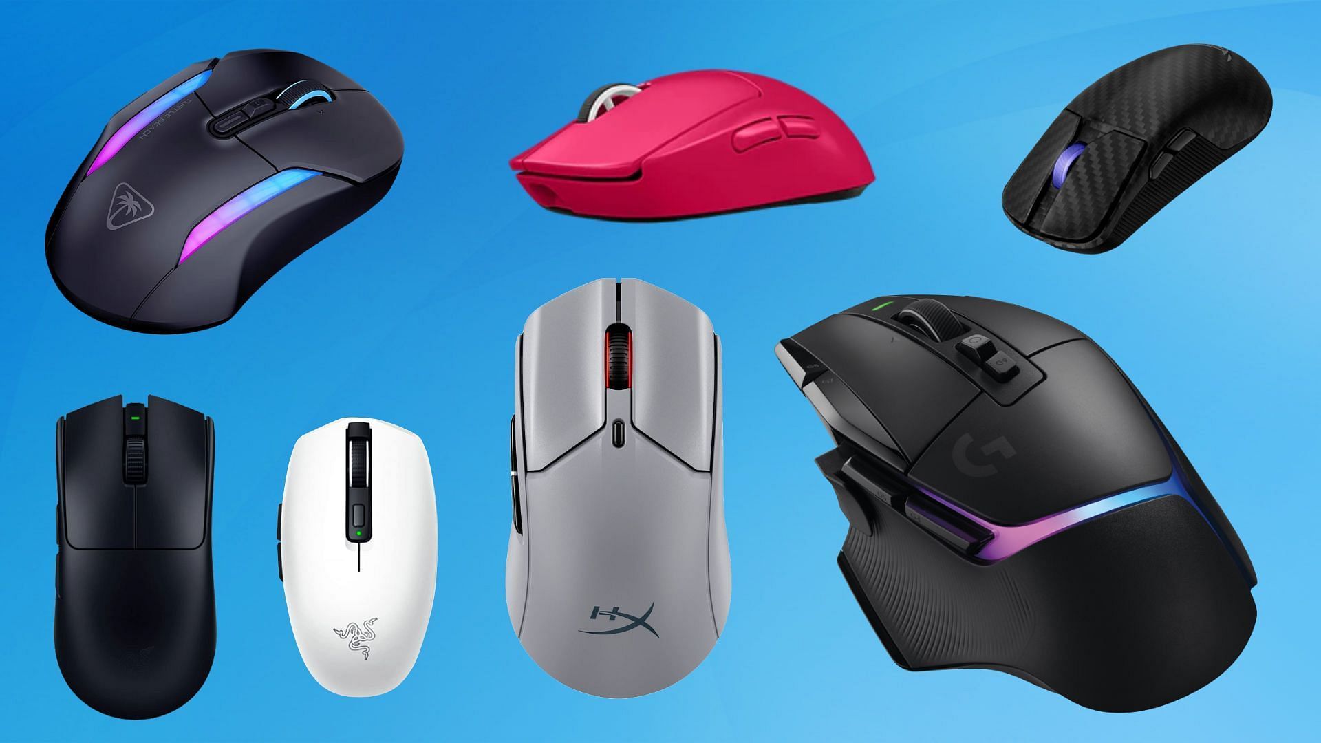 The best wireless gaming mice in 2025 (Image via Razer, Logitech, HyperX, Asus, Turtle Beach)