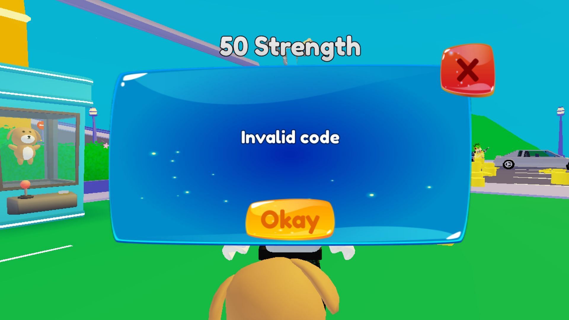 &quot;Invalid code&quot; issue in Claw Machine Simulator (Image via Roblox)