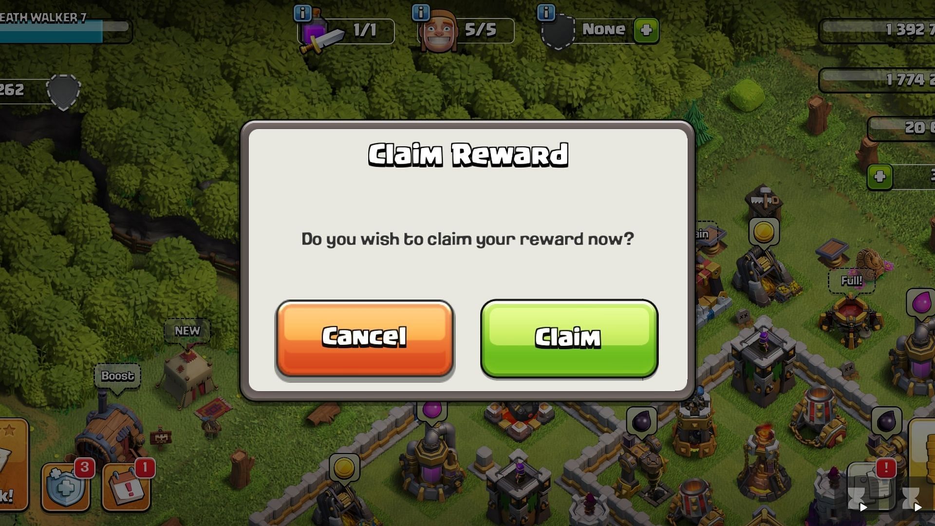 Click on Claim to get the chest (Image via Supercell)