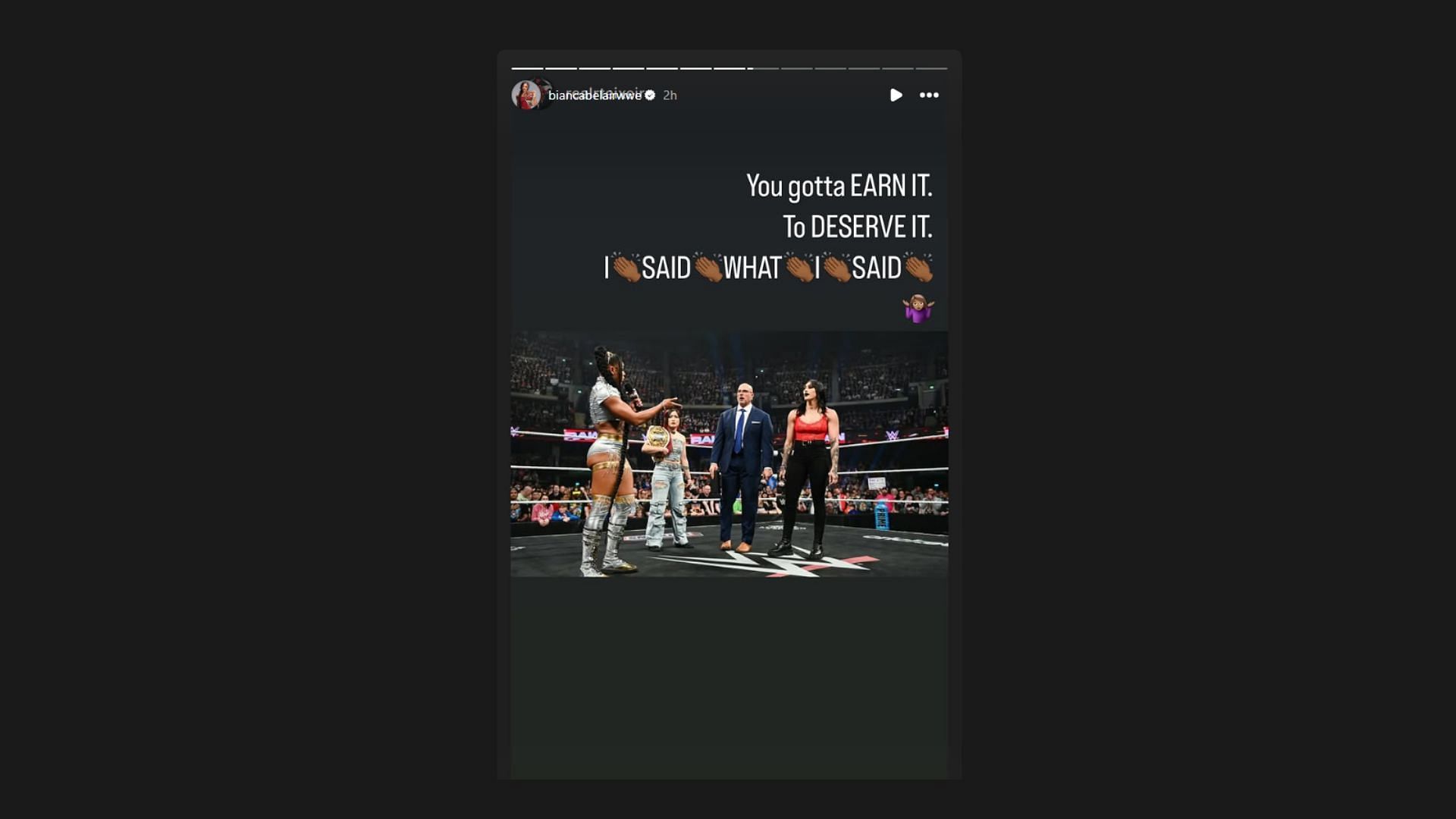 Bianca Belair&#039;s message after RAW [Image credit: Bianca Belair&#039;s Instagram Story]
