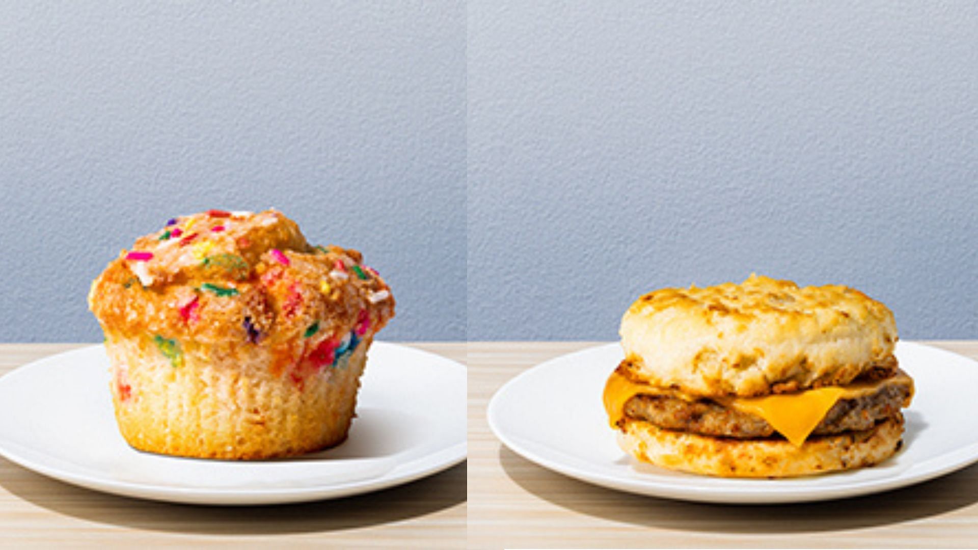 The celebration muffin and sausage cheddar biscuit (Image via BIGGBY&reg; COFFEE)