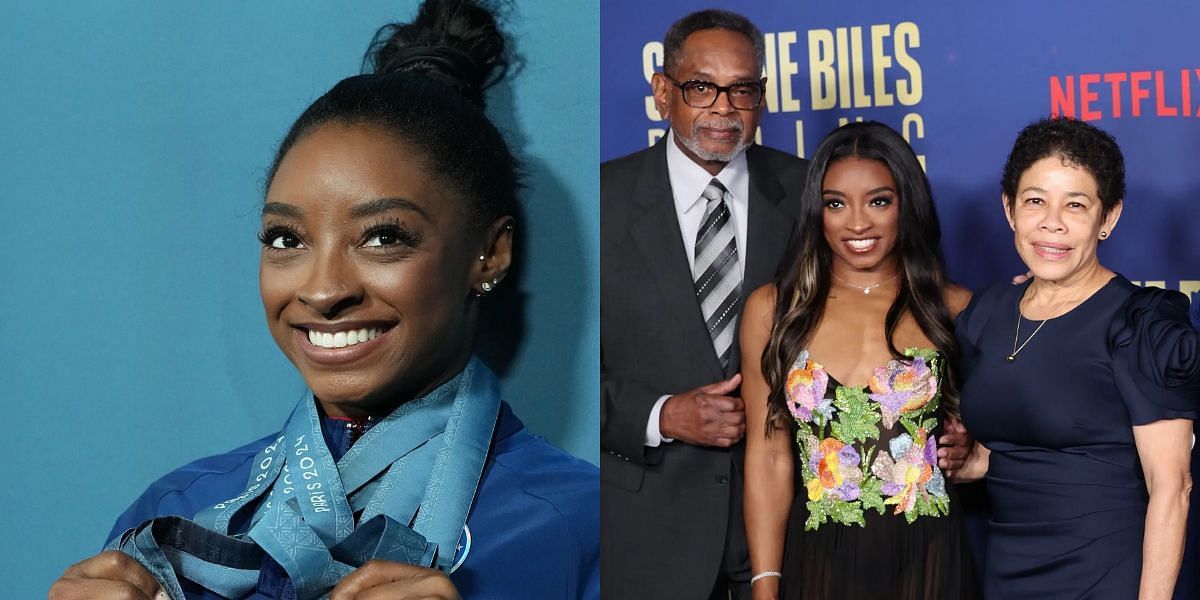 Simone Biles was adopted by Ronald and Nellie Biles. (Images by Getty)