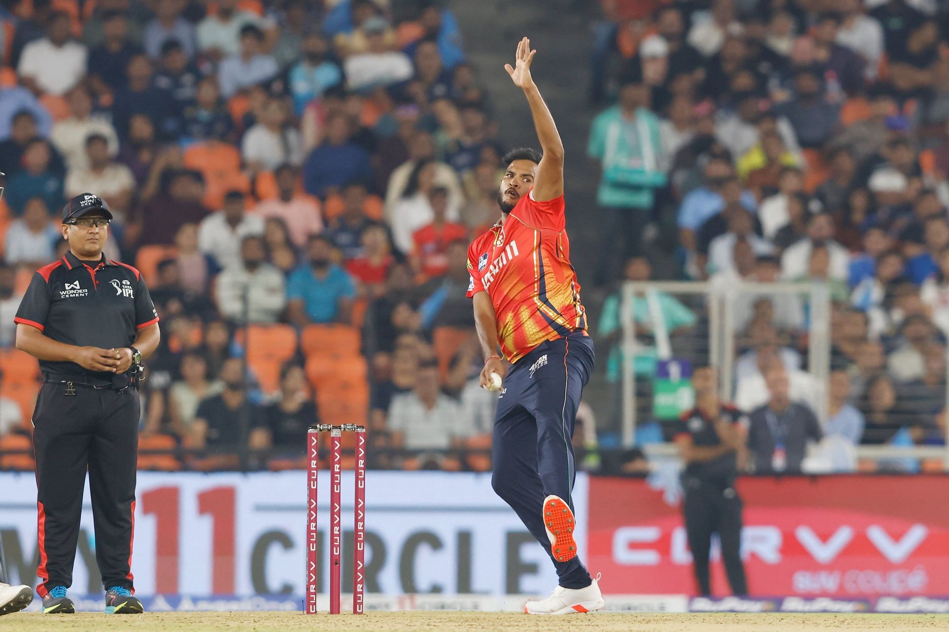 Vijaykumar Vyshak in action during PBKS vs GT IPL 2025 match. (Image: IPL/X)