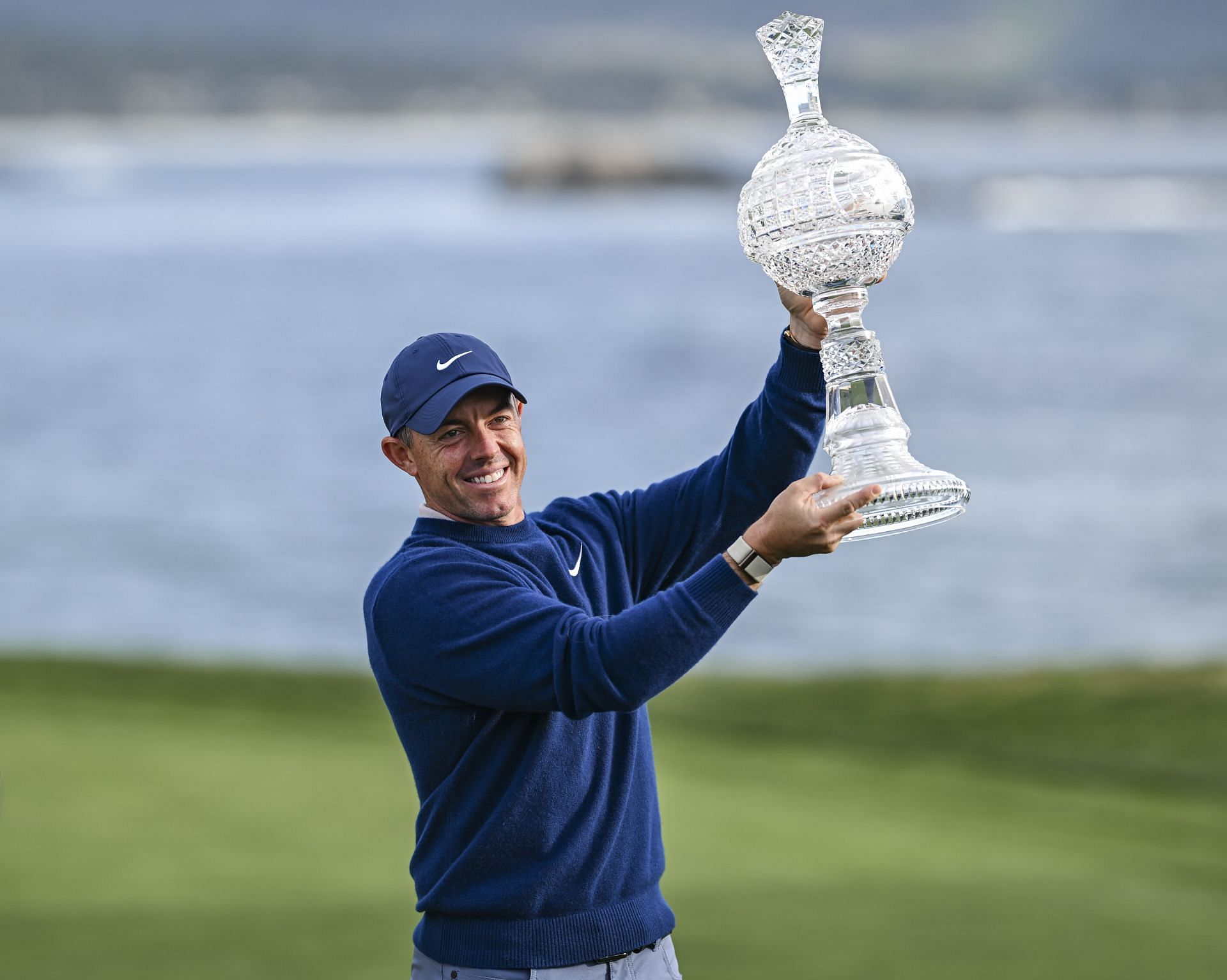 McIlroy after winning the 2025 AT&amp;T Pebble Beach Pro-Am (via Getty)