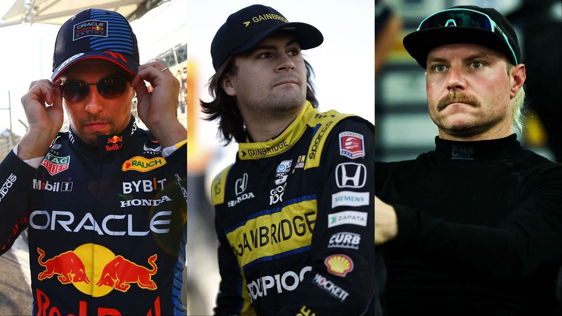 Image Credits: Getty, L: Sergio Perez; M: Colton Herta; R: Valtteri Bottas