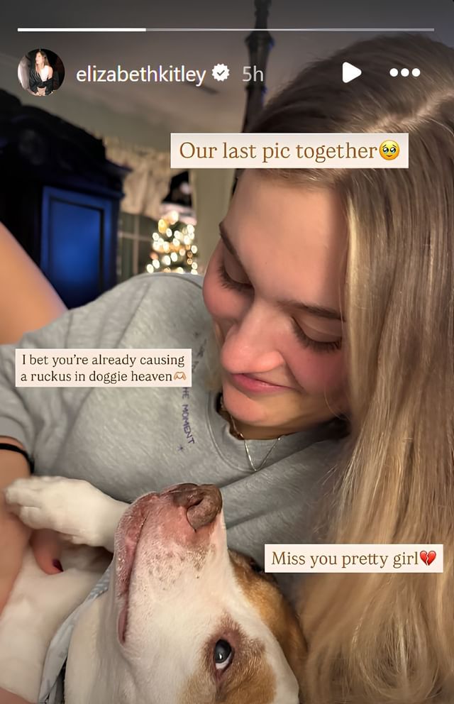 Elizabeth Kitley's emotional tribute to her pet dog - Source: Instagram