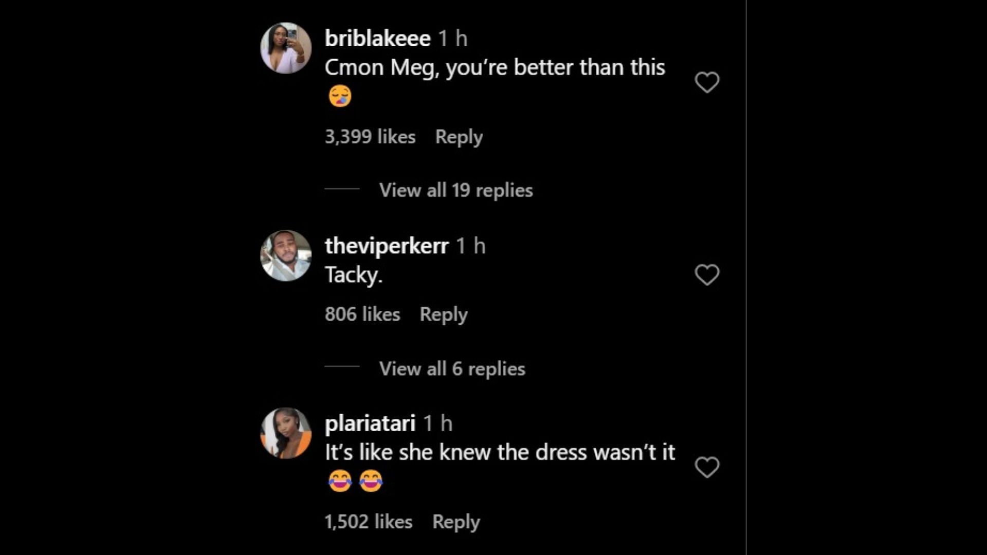 Netizens comment on Megan Thee Stallion&#039;s Oscars party dress. [Image via Instagram/@the shaderoom]