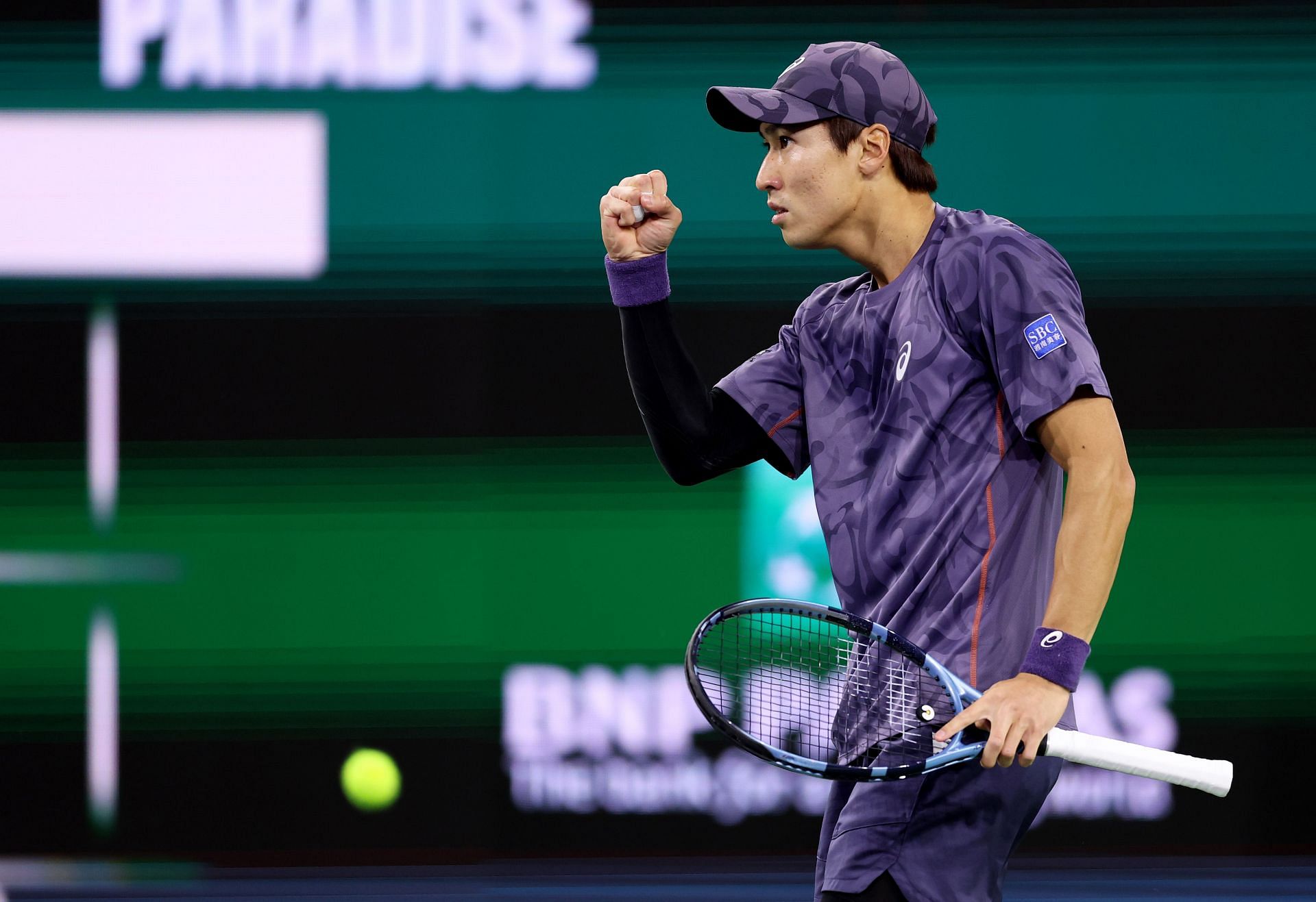 Yosuke Watanuki during his match against Frances Tiafoe at the 2025 Indian Wells Masters [Image Source: Getty Images]