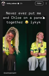 Trinity Rodman's Instagram story about SpiritFest - Source: Instagram