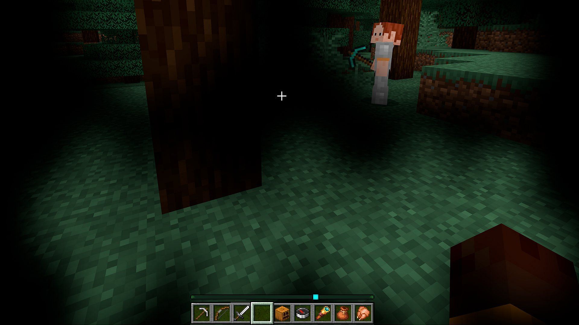 Using a mob head or carved pumpkin will hide the player (Image via Mojang Studios)