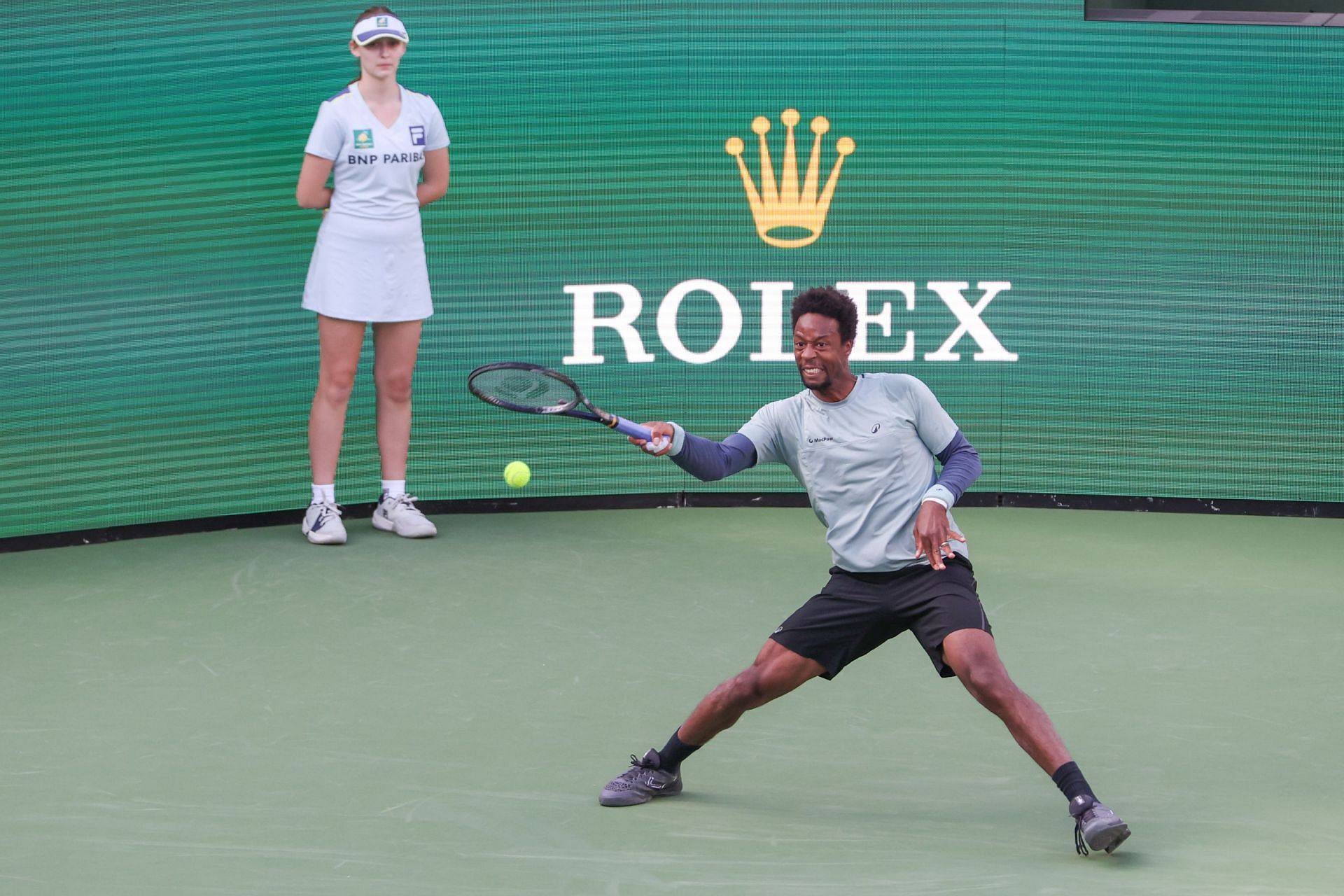 Gael Monfils hits a forehand in Indian Wells | Image Source: Getty