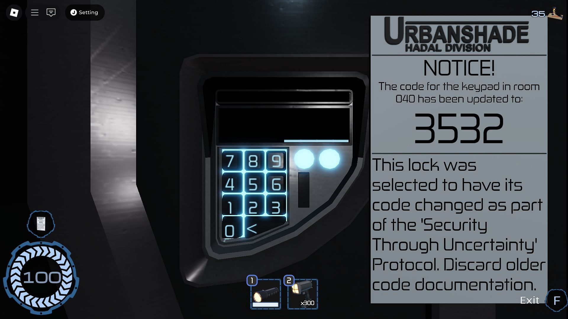 Unlocking a door with a passcode (Image via Roblox)