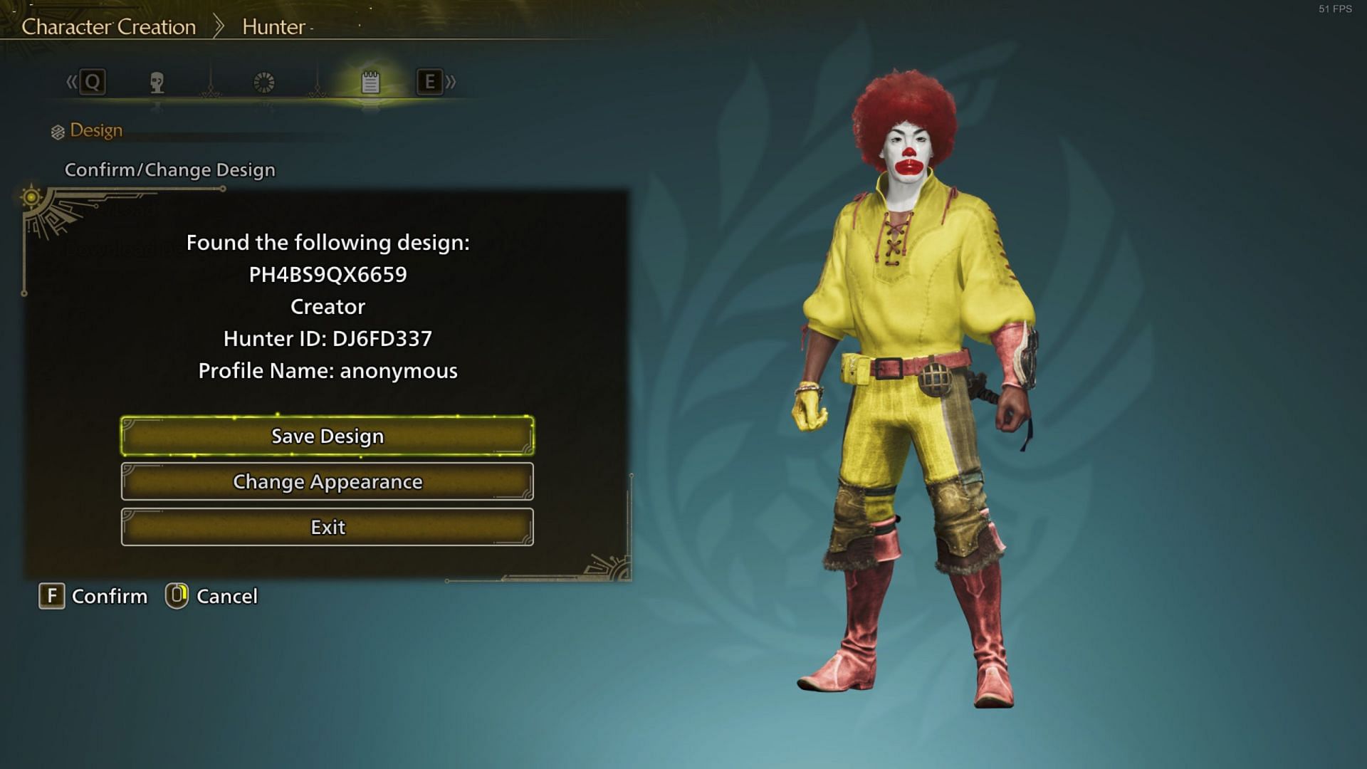 Ronald McDonald Hunter design (Image via Capcom)