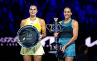 Australian Open champion Madison Keys and runner-up Aryna Sabalenka posing with their trophies. - Source: Getty
