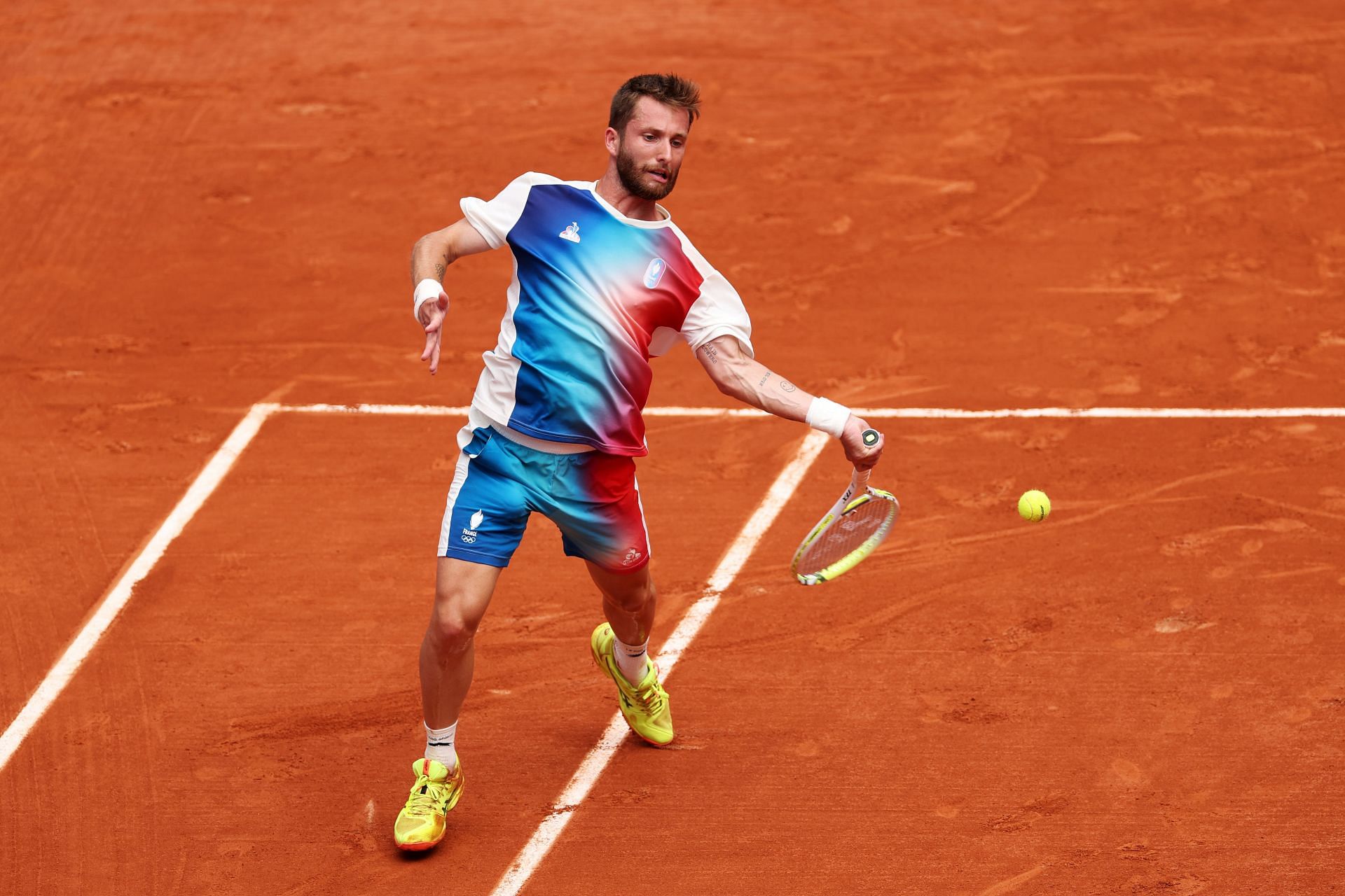 Corentin Moutet hits a forehand at French Open | Image Source: Getty