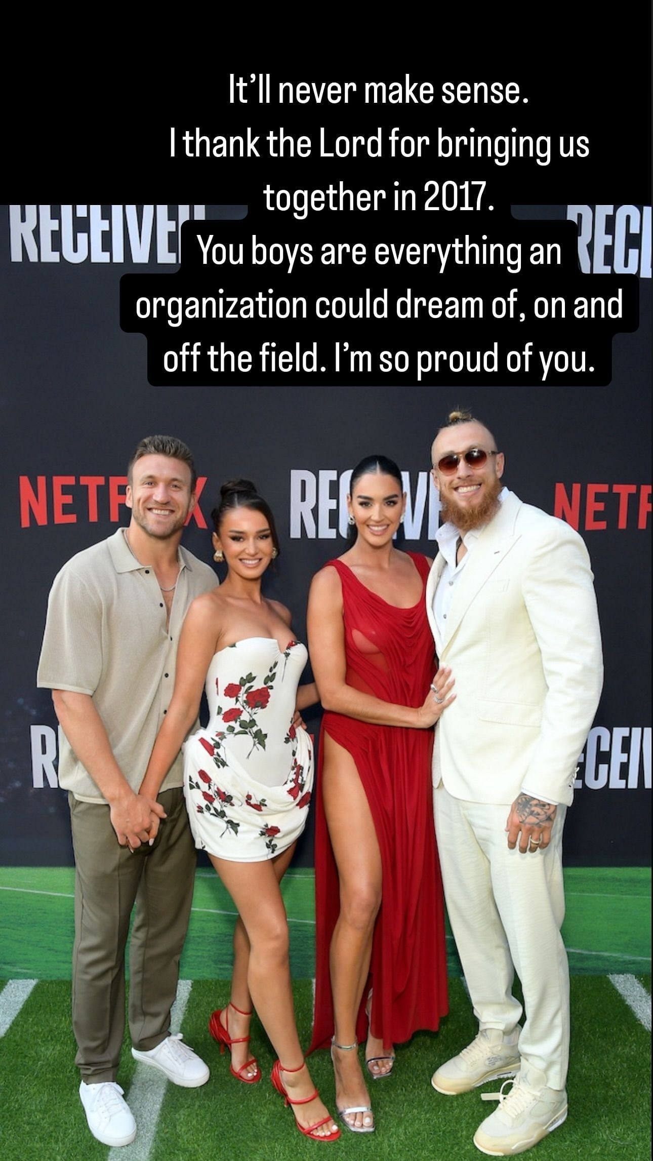 The Juszczyks and Kittles together on the red carpet.