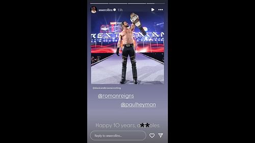 Screenshot of Seth Rollins' story. (Image credits: Rollins' Instagram)