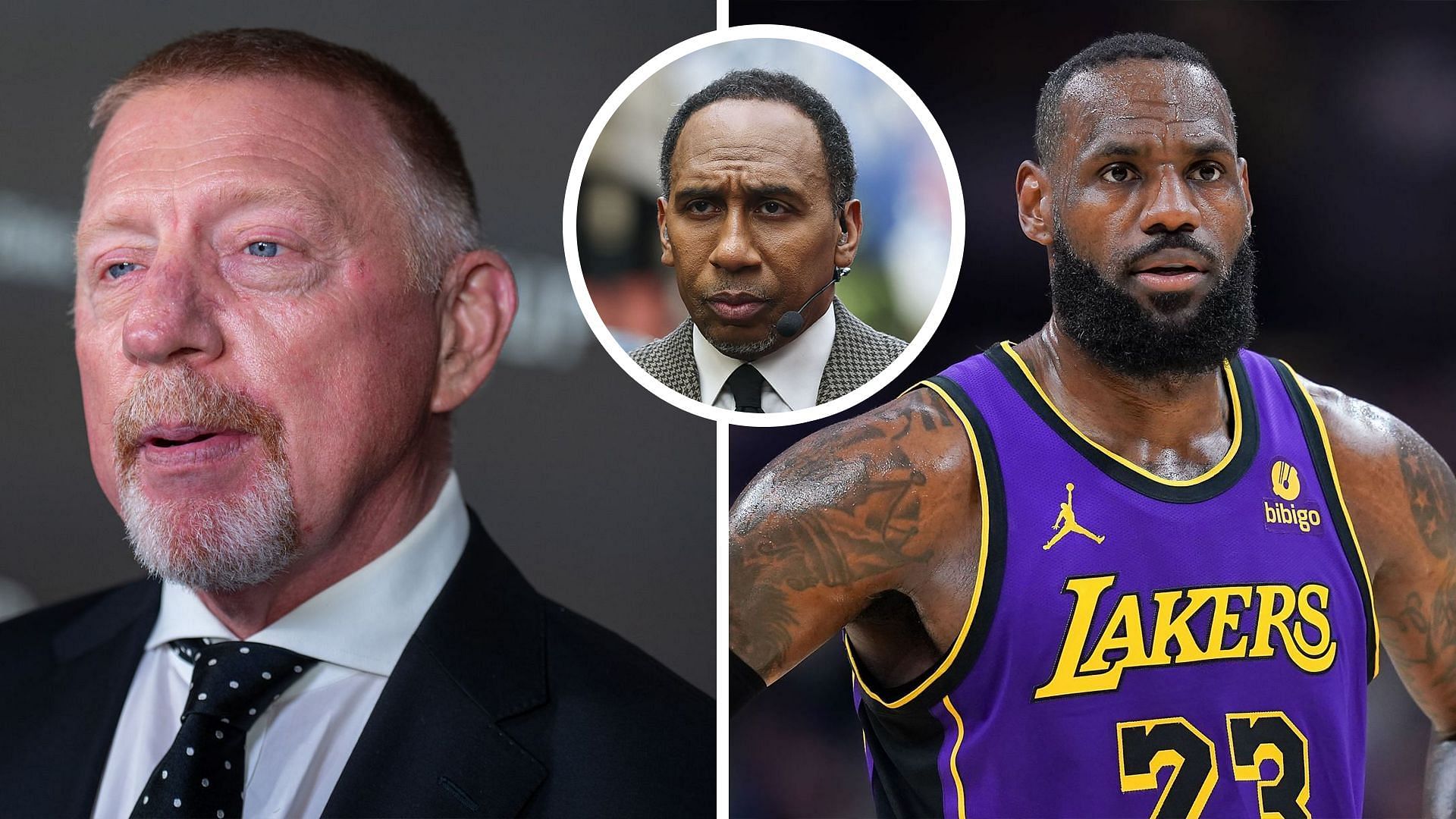 Boris Becker(left), LeBron James(right) and Stephen A. Smith(inset). Images: Getty