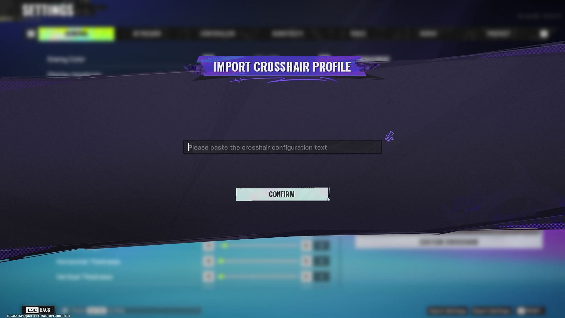 Importing crosshair settings (Image via Sportskeeda Gaming || Bad Guitar Studios)