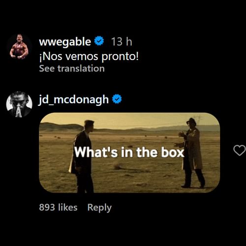 JD McDonagh's comment. [Photo courtesy: Chad Gable's Instagram post]