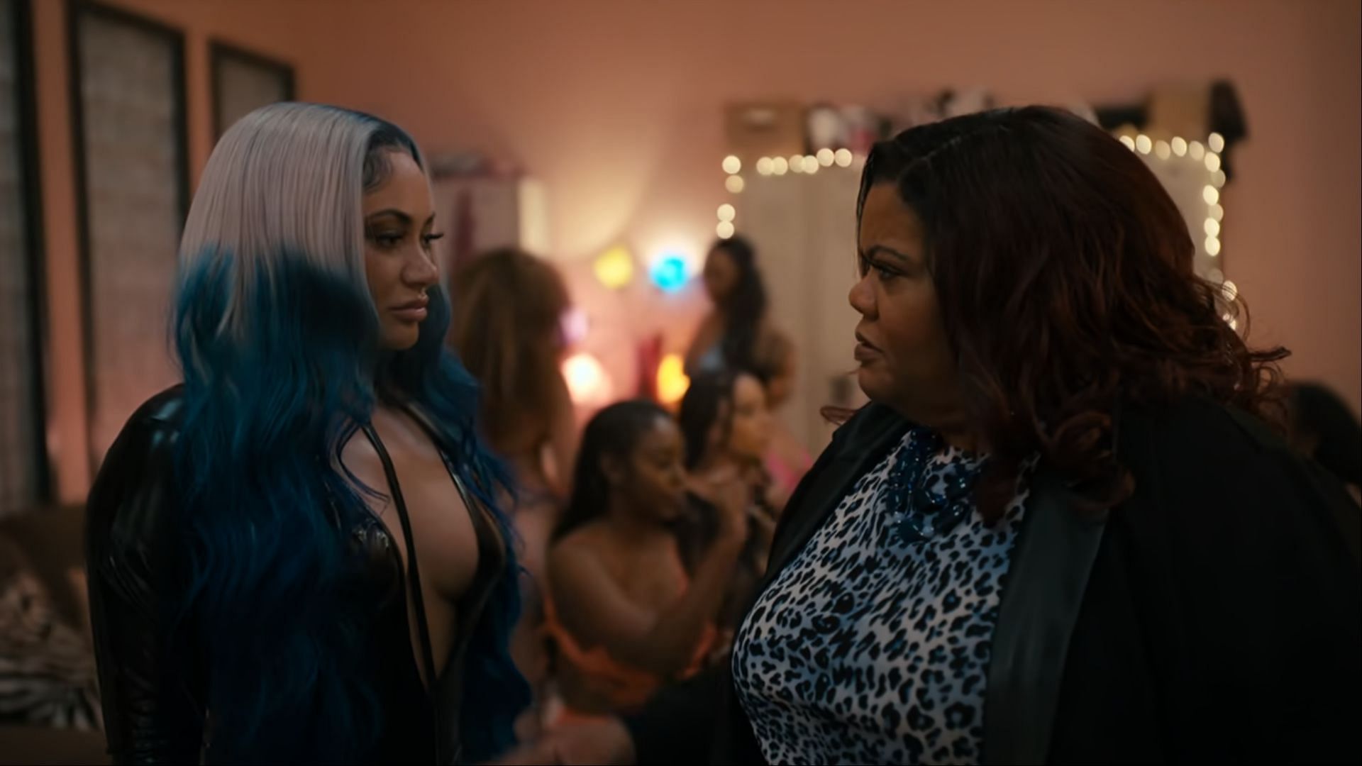   Body and Delinda face off in a heated exchange in Beauty in Black season 1 part 2 (Image via Netflix)