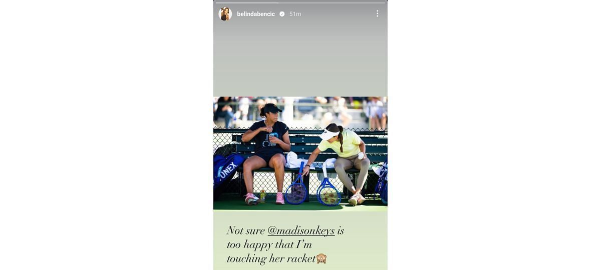 Screengrab of Belinda Bencic&#039;s Instagram story (@belindabencic)