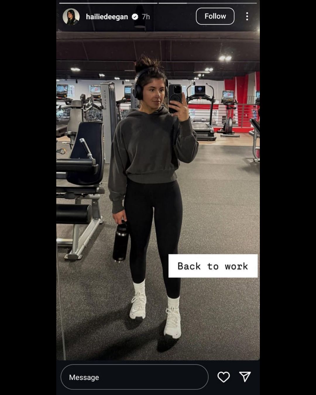 Hailie Deegan shares a workout selfie via @hailiedeegan