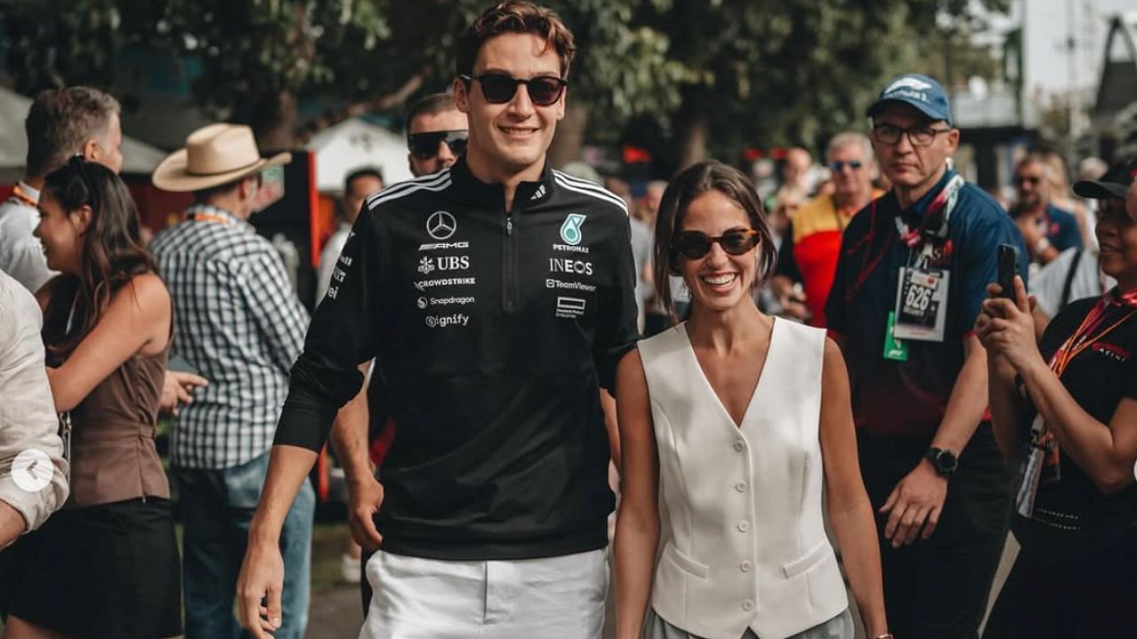 Mercedes driver George Russell with girlfriend Carmen Mundt [Image Source: @georgerussell63/Instagram]