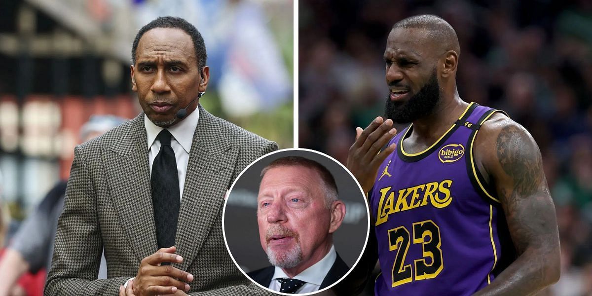 Stephen A. Smith (left), LeBron James (right), Boris Becker (bottom center), Sources: Getty