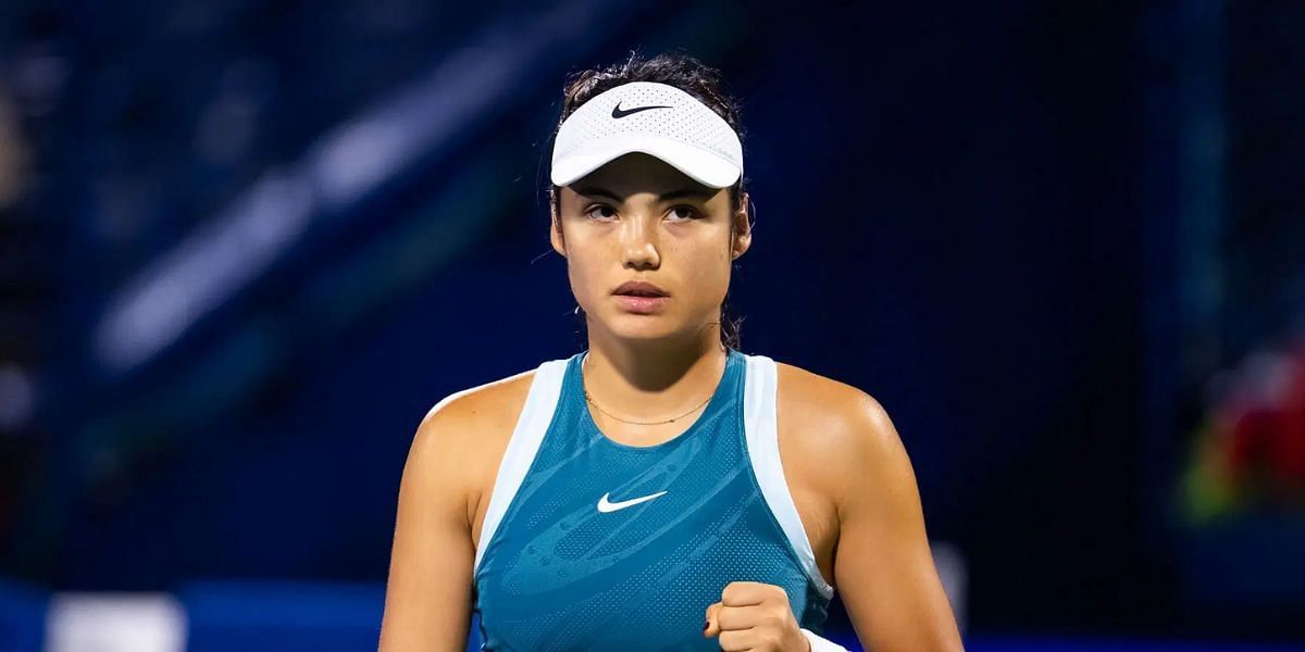 Emma Raducanu celebrates a point on tour- Image Source: Getty 