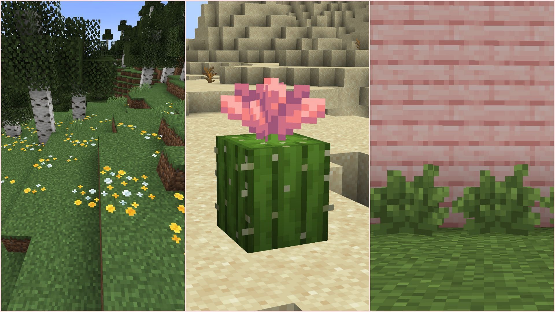 Lots of new decorative vegetation blocks are released with the spring drop (Image via Sportskeeda Gaming || Mojang Studios)