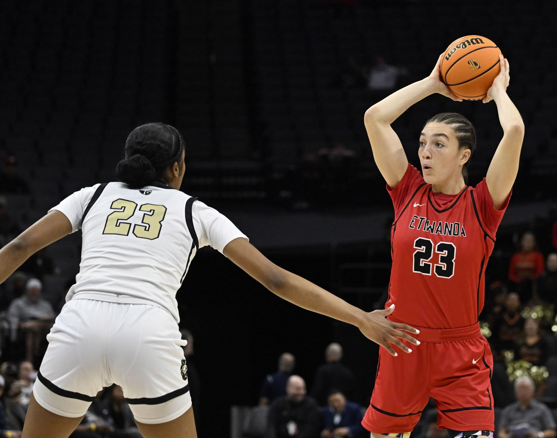 Etiwanda Eagles defeated the Archbishop Mitty Monarchs 75-59 to win a girls CIF State Open Division championship basketball game. - Source: Getty