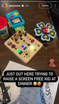 Jena Sims showing Crew's toys ( via Jena Sims' Instagram story)