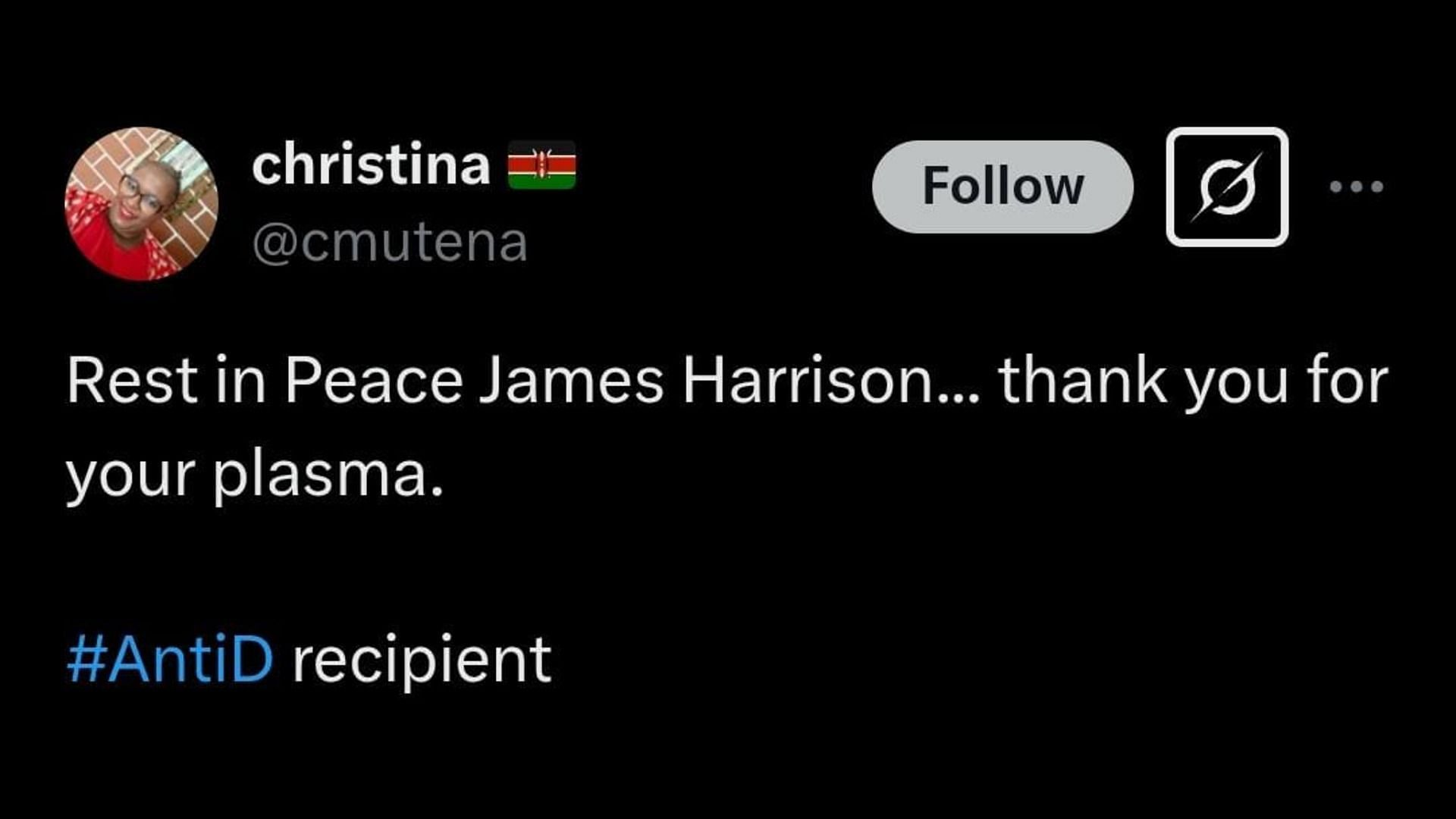 A netizen thanks James Harrison for his contribution. (Image via X)