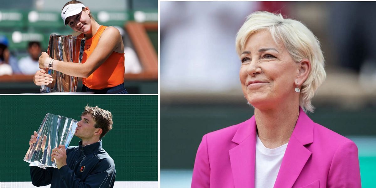 Chris Evert congratulates Mirra Andreeva and Jack Draper following their Indian Wells title victories | Image Source: Getty