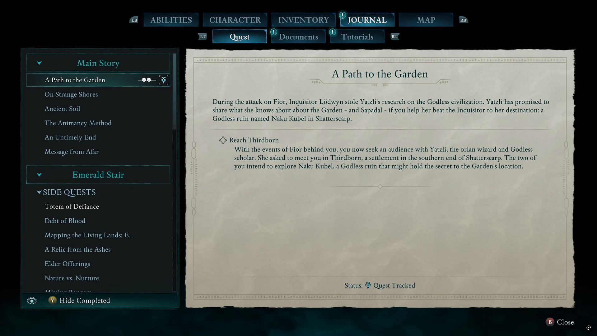 A Path to Garden quest in Avowed (Image via Xbox Game Studios || YouTube/@BottomTier)