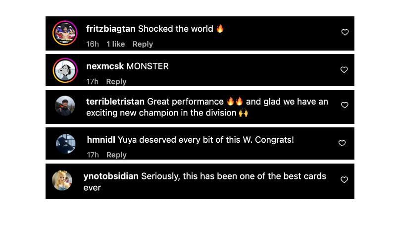 Screenshot of comments. [ONE Championship/Instagram]