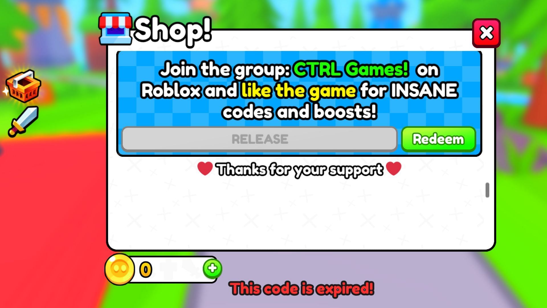 Expired codes cannot be redeemed for rewards (Image via Roblox)