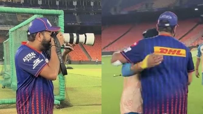 IPL 2025 : रोहित शर्मा बने कैमरामैन, विरोधी टीम के 'डेडली ग्रुप' की ली तस्वीर; देखें जबरदस्त वीडियो
