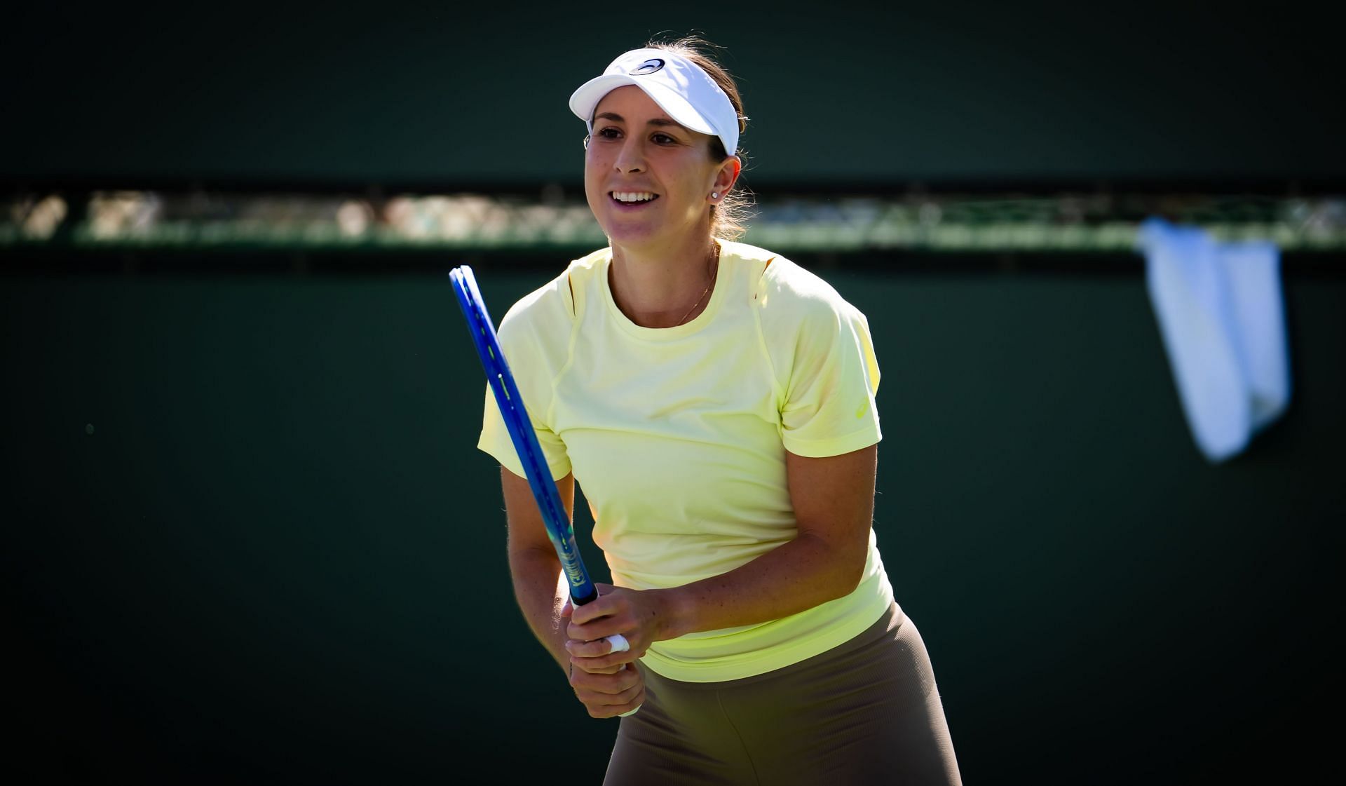 Bencic during practice ahead of 2025 BNP Paribas Open (Source: Getty)