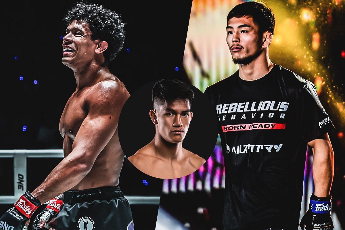 Adriano Moraes (left), Yuya Wakamatsu (right), and Danny Kingad (circle inset). [Photos from ONE Championship]